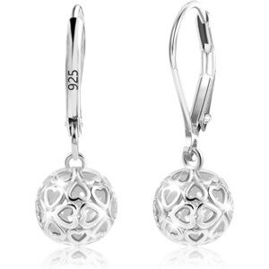 925 Sterling Silver 14K Gold Heart Dangle Leverback Earrings for Women Jewelry